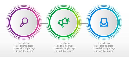 Modern vector illustration. Infographic circles template with three elements, sectors, icons. Designed for business, presentations, web design, interface, workflow layout, diagrams with 3 steps