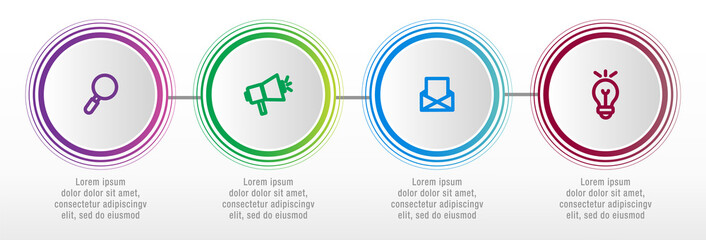 Modern vector illustration. Infographic circles template with four elements, sectors, icons. Designed for business, presentations, web design, interface, workflow layout, diagrams with 4 steps