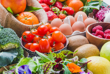 Obraz na płótnie Canvas Vegetables and fruits.Healthy natural organic food.