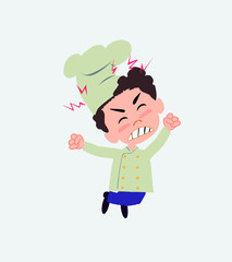 Chef jumps angry.