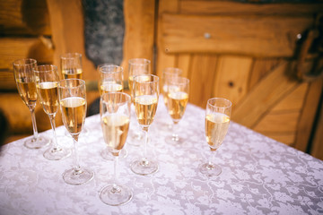 glasses of champagne on table