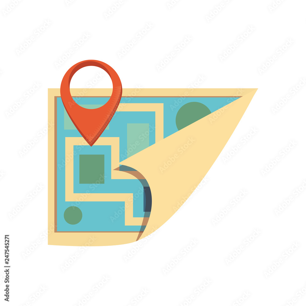 Poster paper map guide with pin location