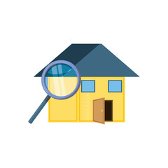 house facase exterior with magnifying glass
