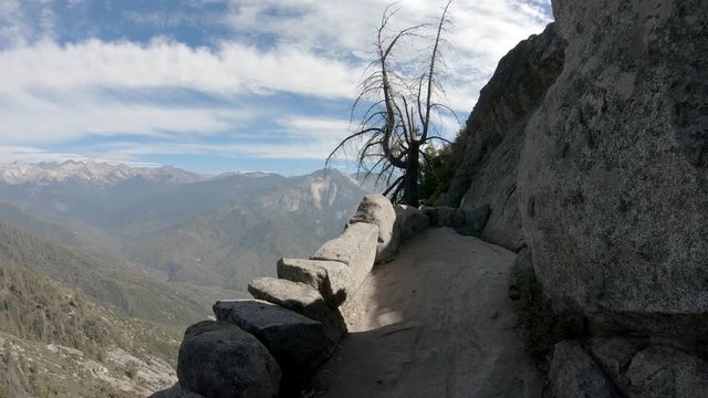 Climbing the Moro Rock in Sequoia National Park, California, USA