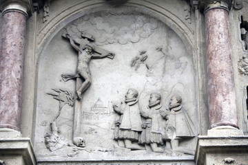 Crucifixion, on the facade of the cathedral of St. Stephen, Vienna