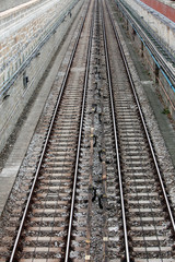 Fototapeta na wymiar Rails in the city