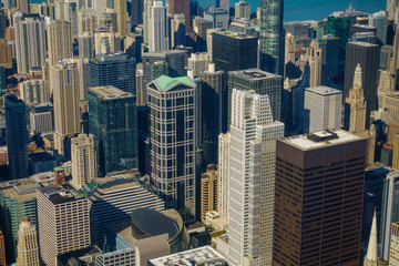 Chicago downtown skyscrapers aerial skyline