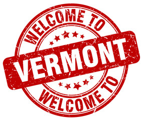 welcome to Vermont red round vintage stamp
