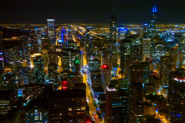 Fototapeta na wymiar Chicago downtown skyscrapers aerial skyline panorama