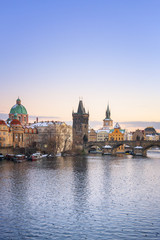 Obraz na płótnie Canvas Charles Bridge in Winter - Prague, Czech Republic