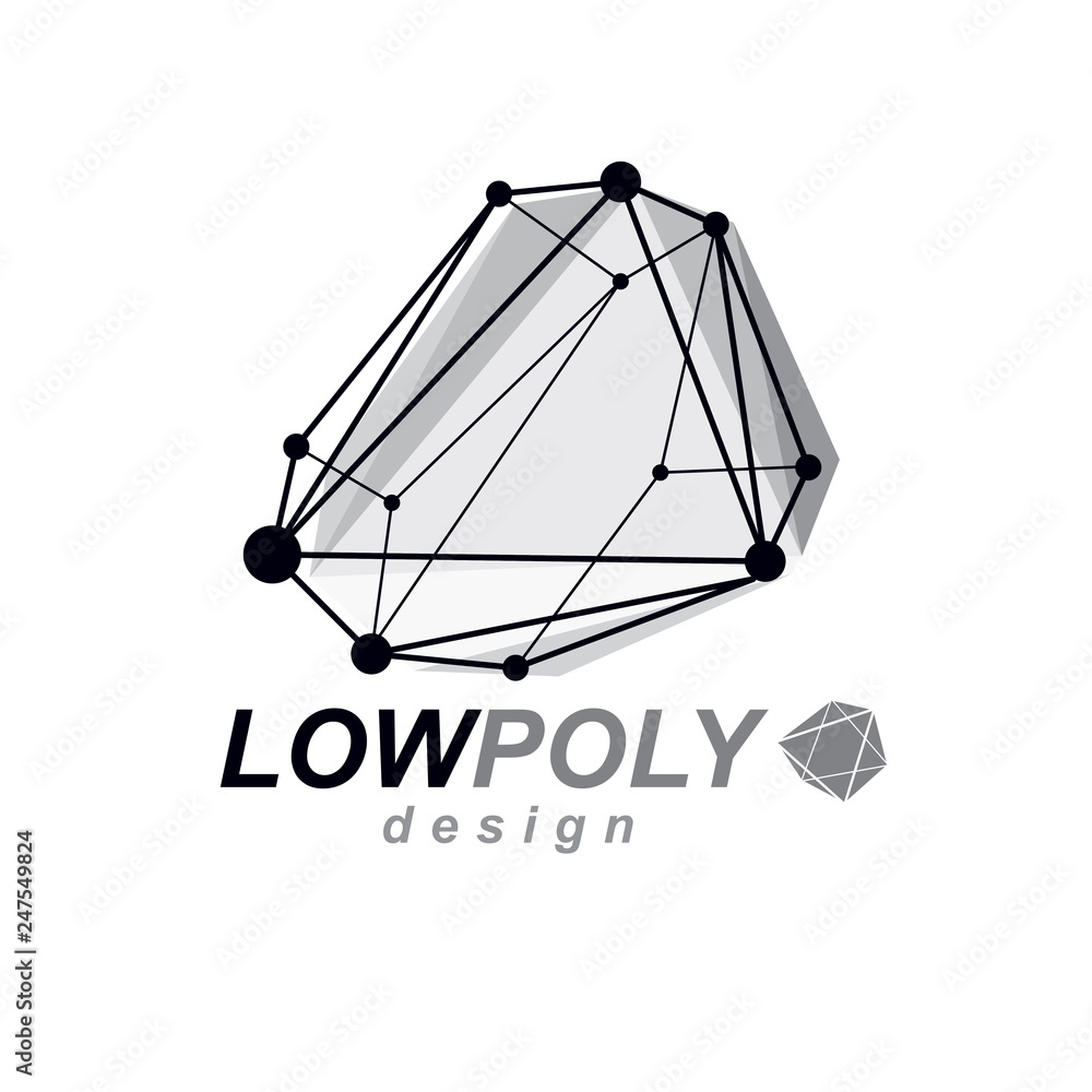 Aufkleber abstract three-dimensional shape, vector design element. innovation technologies abstract emblem.