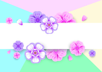 Fototapeta na wymiar Flowers in pink with on creative background. Design for Newsletter, brochures, flyer , banner. Vector illustration design
