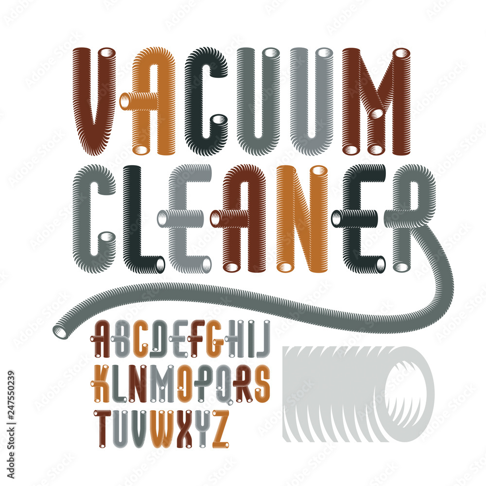 Poster set of condensed, tall, cool vector upper case english alphabet letters isolated. retro font, typesc