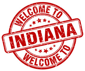 welcome to Indiana red round vintage stamp
