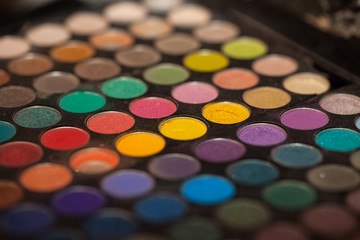 close up of colorful makeup palette