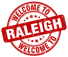 welcome to Raleigh red round vintage stamp