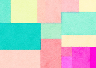 paint- like geometric fractal style square shape abstract background with watercolor texture 