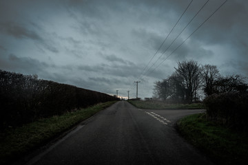 Fototapeta na wymiar Empty road on a dark day