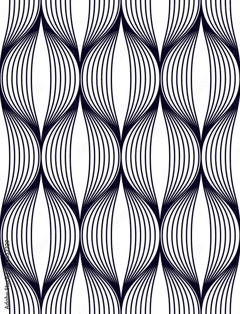 Poster abstract lines geometric seamless pattern, vector repeat endless fabric background. wavy curve shape