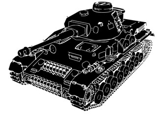 silhouette military equipment tank vector