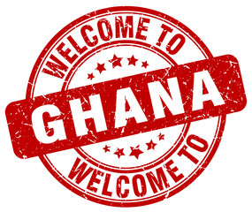 welcome to Ghana red round vintage stamp