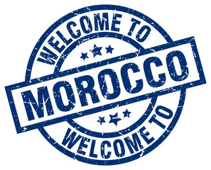 welcome to Morocco blue stamp
