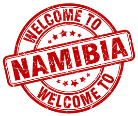 welcome to Namibia red round vintage stamp