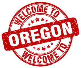 welcome to Oregon red round vintage stamp