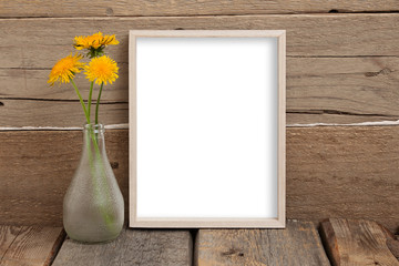 8x10 thin box frame mockup on a wooden background