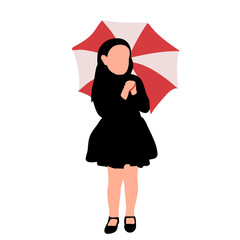 silhouette of a child with a red umbrella
