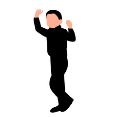 white background, silhouette of child, boy walking