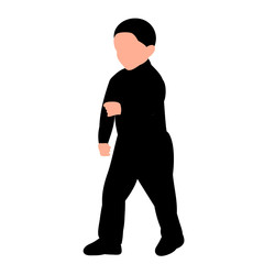 white background, silhouette of child, boy walking