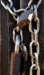 old rusty padlock and chain