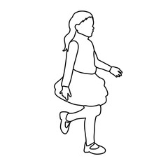 sketch, simple lines, child girl goes