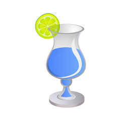 Cocktail. Blue lagoon. Lime. Vector illustration. EPS 10.