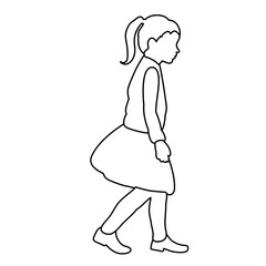 sketch, simple lines, child girl goes