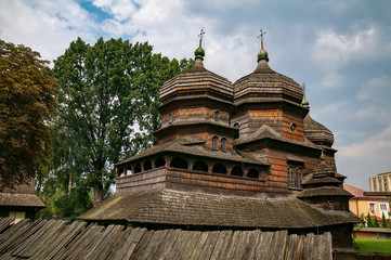 Scenic view of Greek Catholic wooden church of St. George's Church, UNESCO, Drohobych, Ukraine