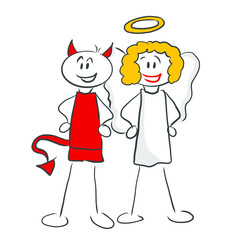 Figuren verkleidet als Engel und Teufel