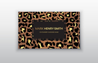 Business card trendy leopard pattern.