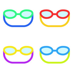 Goggles swimming. A set of multi-colored glasses for swimming. Vector illustration. EPS 10.