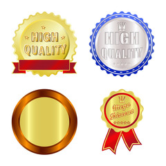 Vector illustration of emblem and badge icon. Set of emblem and sticker stock symbol for web.