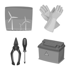 Vector illustration of electricity and electric sign. Set of electricity and energy vector icon for stock.