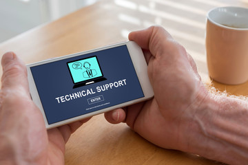 Technical support concept on a smartphone