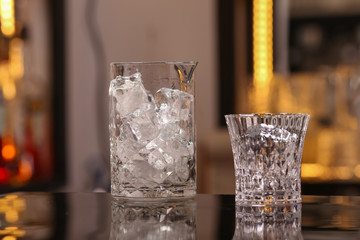 Barmen making negroni alcohol cocktail