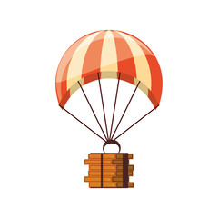 parachute flying with pizza boxes delivery service