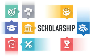 SCHOLARSHIP FLAT ICON SET