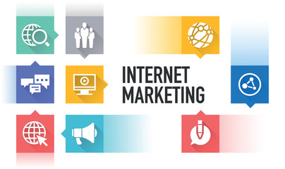 INTERNET MARKETING FLAT ICON SET