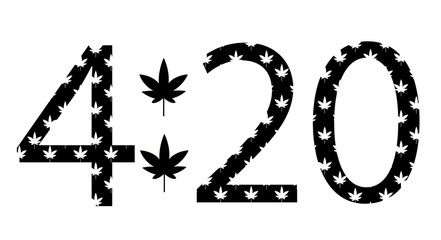 420 vector cifres with colorfull weed leaves. Rastaman colors. 