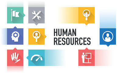 HUMAN RESOURCES FLAT ICON SET