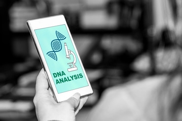 Dna analysis concept on a smartphone